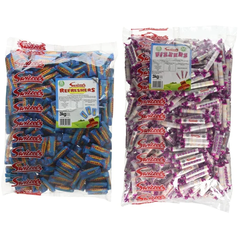 Swizzels Refreshers Original Lemon Flavour, 3kg & Original Assorted Fruit Fizzers Bulk Sweets Bag 3 kg