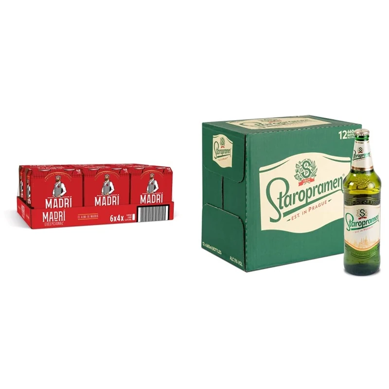 Madri Excepcional 24 x 440 ml (cans) & Staropramen 12 x 660 ml (bottles)
