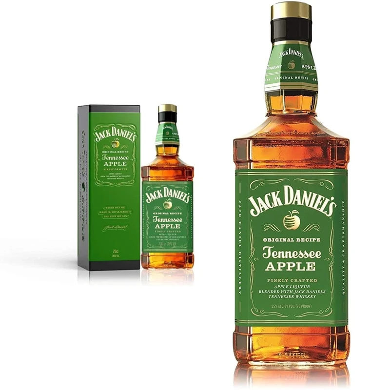 Jack Daniel’s Tennessee Apple Gift Tin Whiskey, 70cl (package may vary) & ’s Tennessee Apple Whiskey Liqueur, 1L