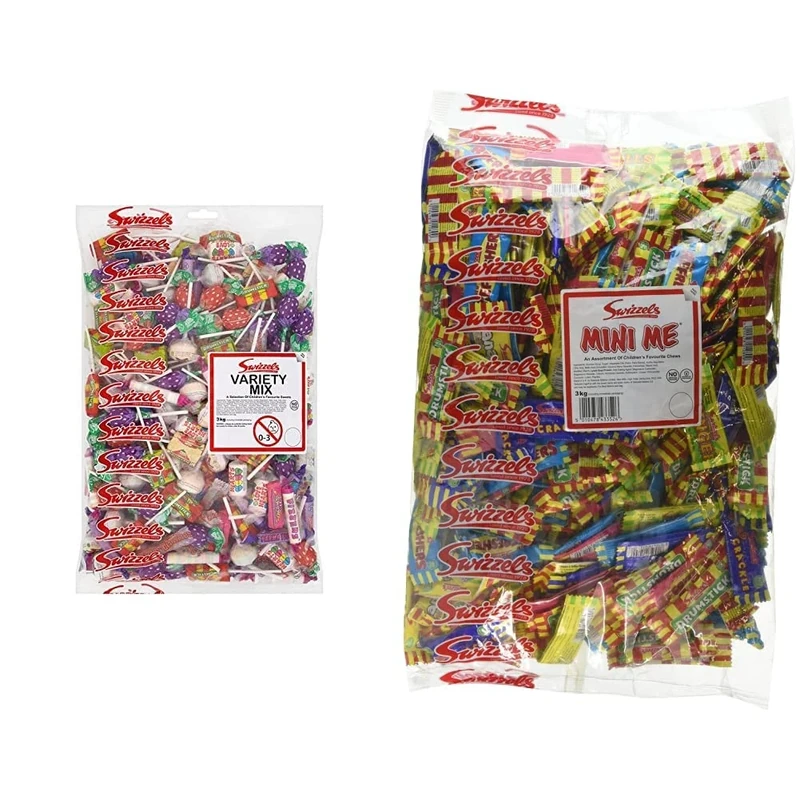 Swizzels Variety Mix, Bulk Mixed Sweets and lollipops Bag, 3 kg (Pack of 1) & Mini Me Mix Favourites Bulk Sweets Bag 3 kg