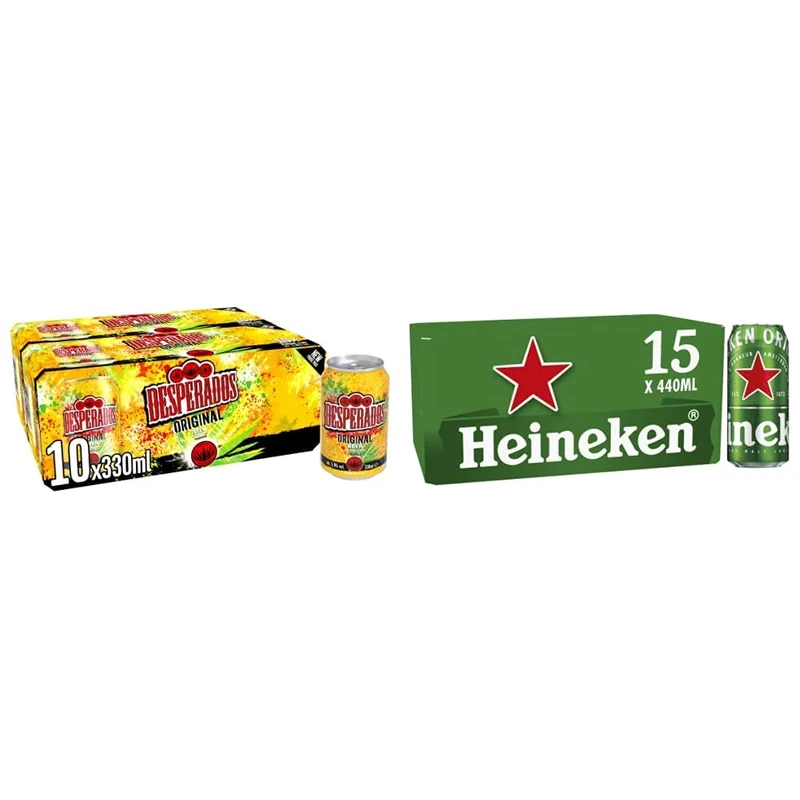 Desperados Tequila Lager Beer 20 X 330ML Cans & Heineken Premium Lager Beer, 15 x 440ml