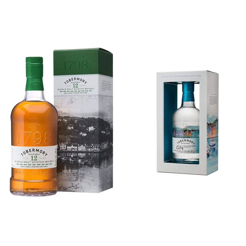 Tobermory 12 Year Old Single Malt Scotch Whisky, 70cl & Hebridean Gin, 70cl