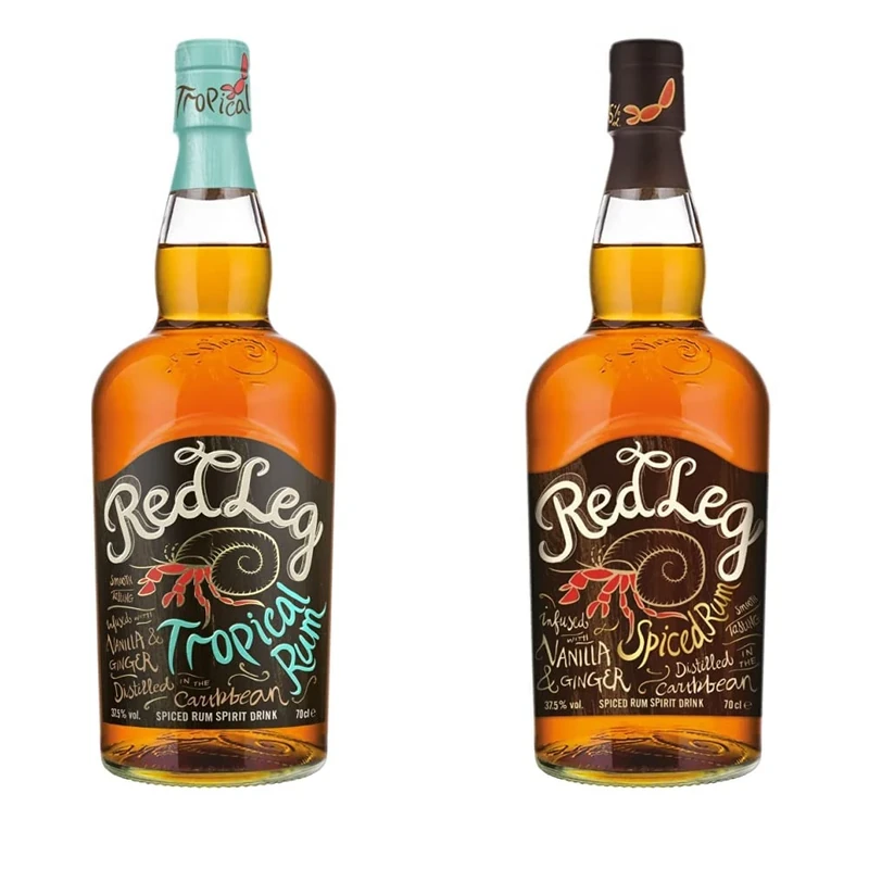 RedLeg Tropical Rum - Premium Caribbean rum infused with mango, guava & passion fruit, 70cl & Spiced Rum, 70 cl