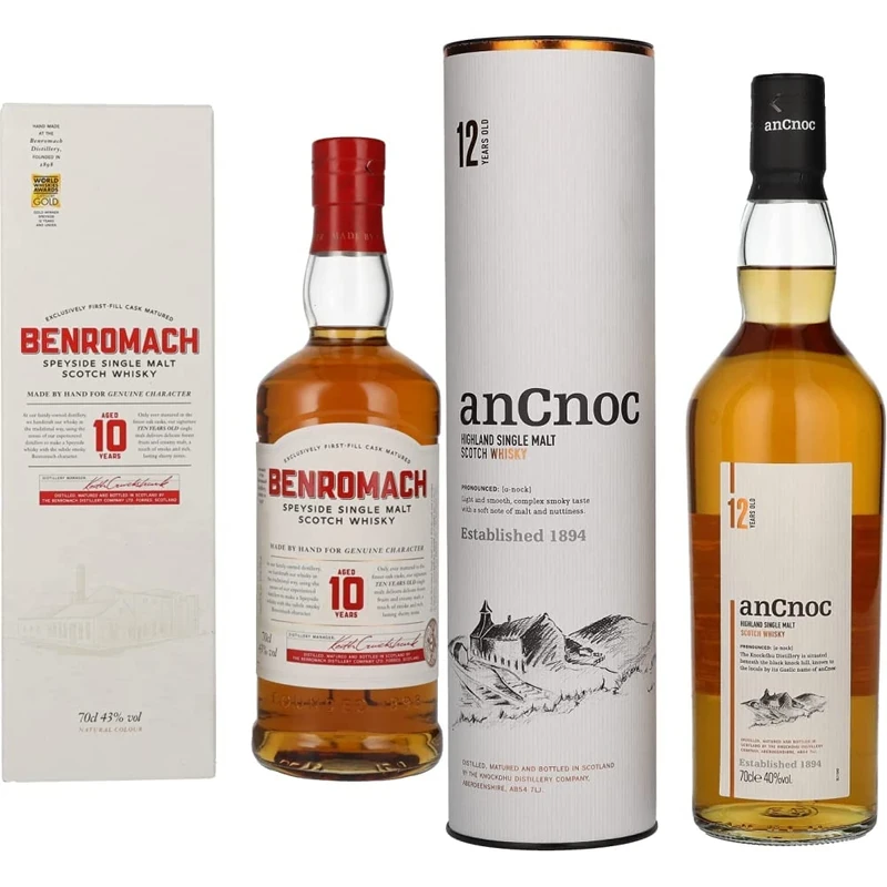 Benromach Single Malt Scotch Whisky, 70cl & anCnoc 12 Year Old Single Malt Scotch Whisky, 70 cl