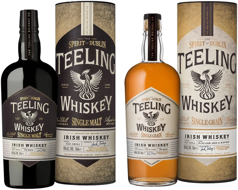 Teeling Single Grain Irish Whiskey, 70 cl & Single Malt Irish Whiskey, 70 cl