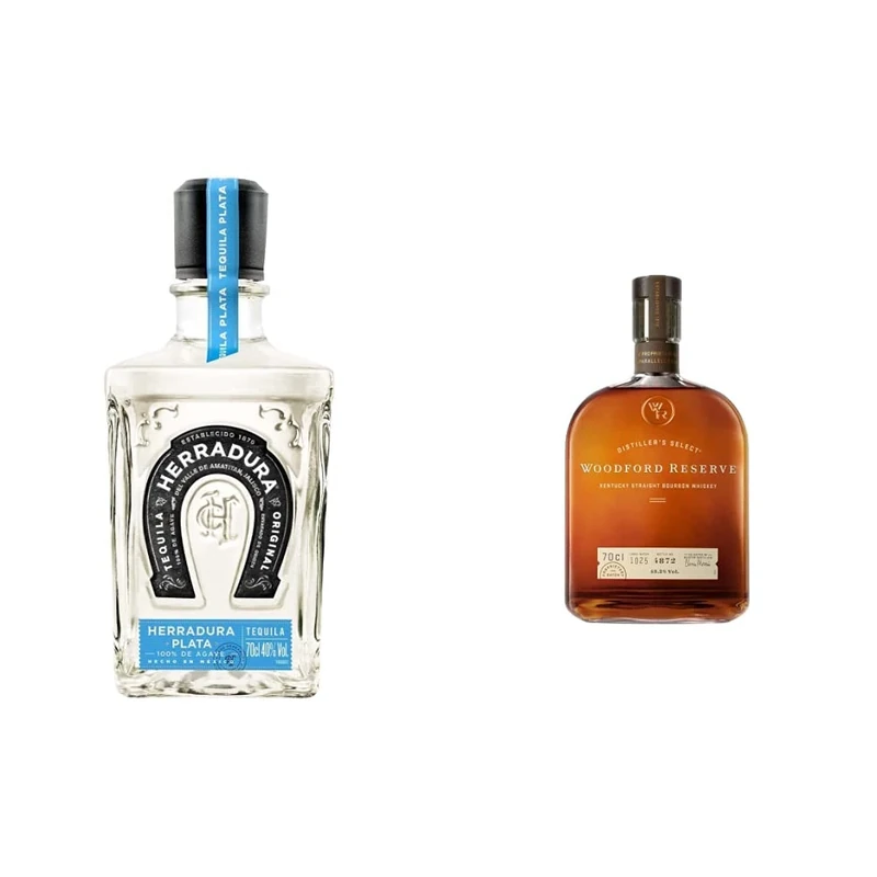 Herradura Plata Tequila, 70 cl & Woodford Reserve Bourbon Whiskey, 70cl
