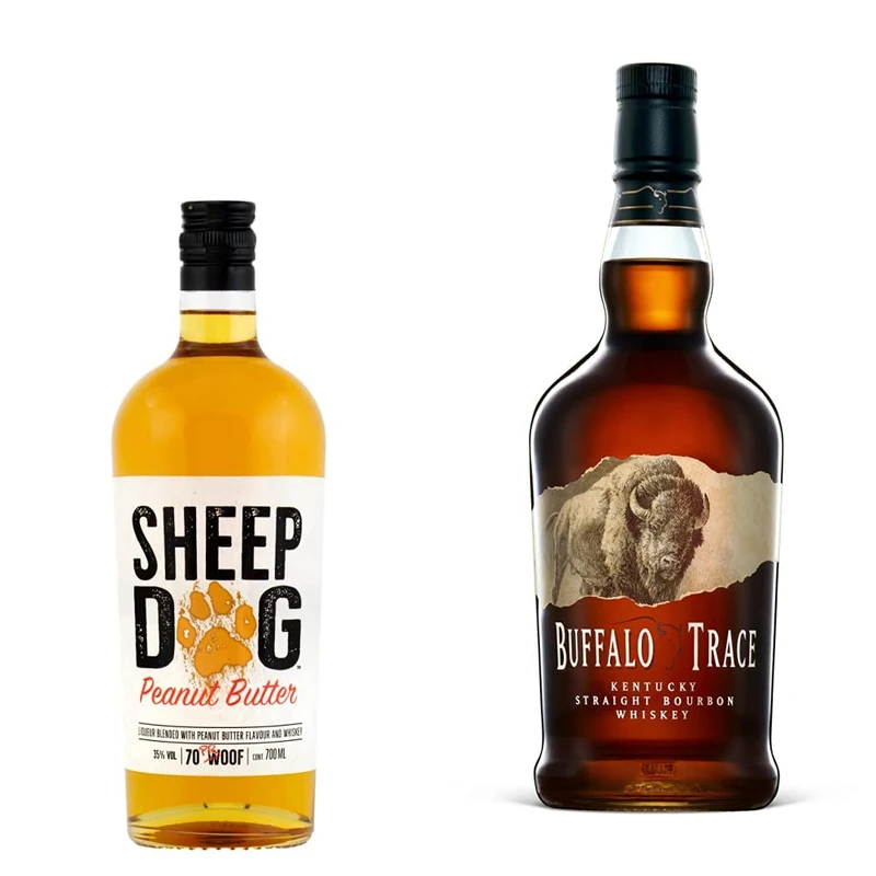 Sheep Dog Peanut Butter Whiskey Liqueur 70cl & Buffalo Trace Kentucky Straight Bourbon Whiskey, 70cl, ABV 40% - Ideal partner in Old Fashioned Cocktail