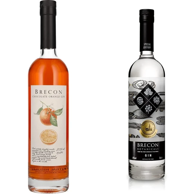 Brecon Chocolate Orange Gin, 37.5% ABV, 70 cl, Award Winning & Botanicals Gin, 70cl