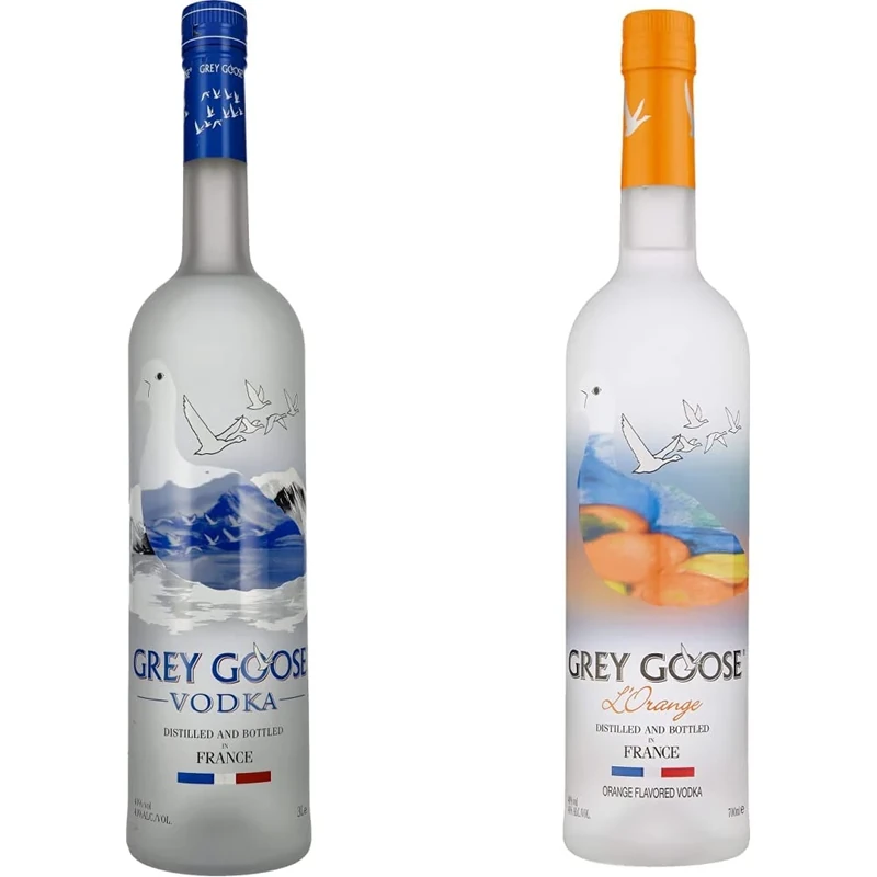 GREY GOOSE Premium French Vodka, Made from The Finest French Single-Origin Wheat & Natural Spring Water, 40% ABV, 300cl / 3L and L'Orange Flavoured Vodka, 70cl