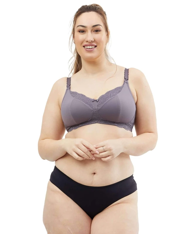 Cake Maternity Taffy Wire Free Nursing Bra, Soft Cup Full Coverage Maternity Bra, 32FF UK/ 32H US, Grape