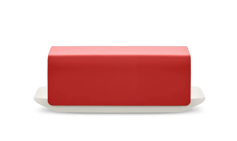 Alessi Mattina BG04 R - Design Butter Container, Made of Porcelain with Lid in 18/10 Stainless Steel, Colored with Epoxy Resin, Red