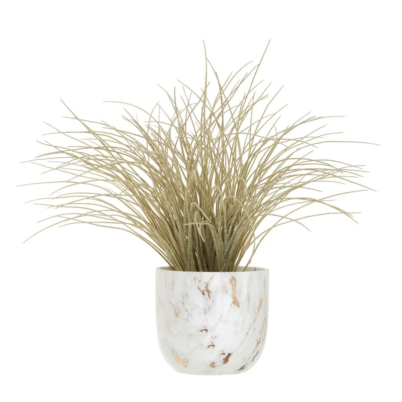 Premier Homewares Grass Plant In Round Ceramic Pot Rustic Home Office Decor Artificial Plants For Indoors Faux Plants With Ceramic Plant Pot 66cm x 57cm x 66cm
