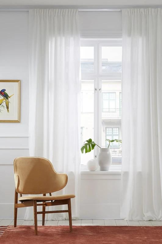 Ellos Home Beata Multifunctional Curtain Set, Linen and Cotton Blend, Oeko-Tex® Standard 100 Certified, Better Cotton and European Flax Linen (Set of 2) - White, 300 cm