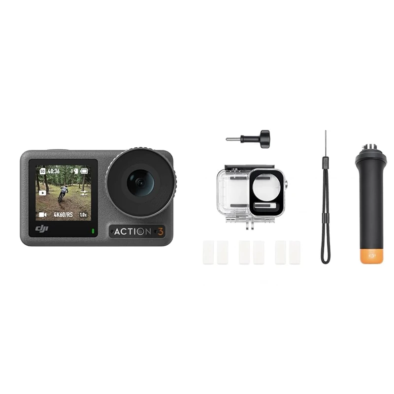 Osmo Action 3 Diving Combo - Waterproof Action Camera with 4K/120fps & Super-Wide FOV, HorizonSteady, Cold Resistant & Long-Lasting, Underwater Camera for Snorkeling