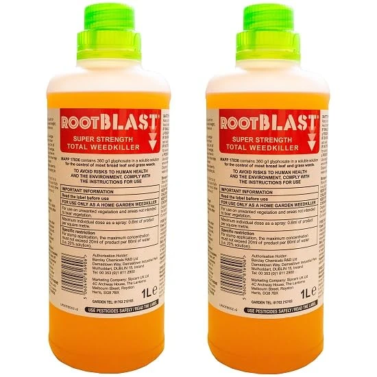 Rootblast | Super Strength Concentrated Total Weed Killer - Super Strength Glyphosate for Effective Weed Control - Kills Weeds down to the their roots (2 x 1L)