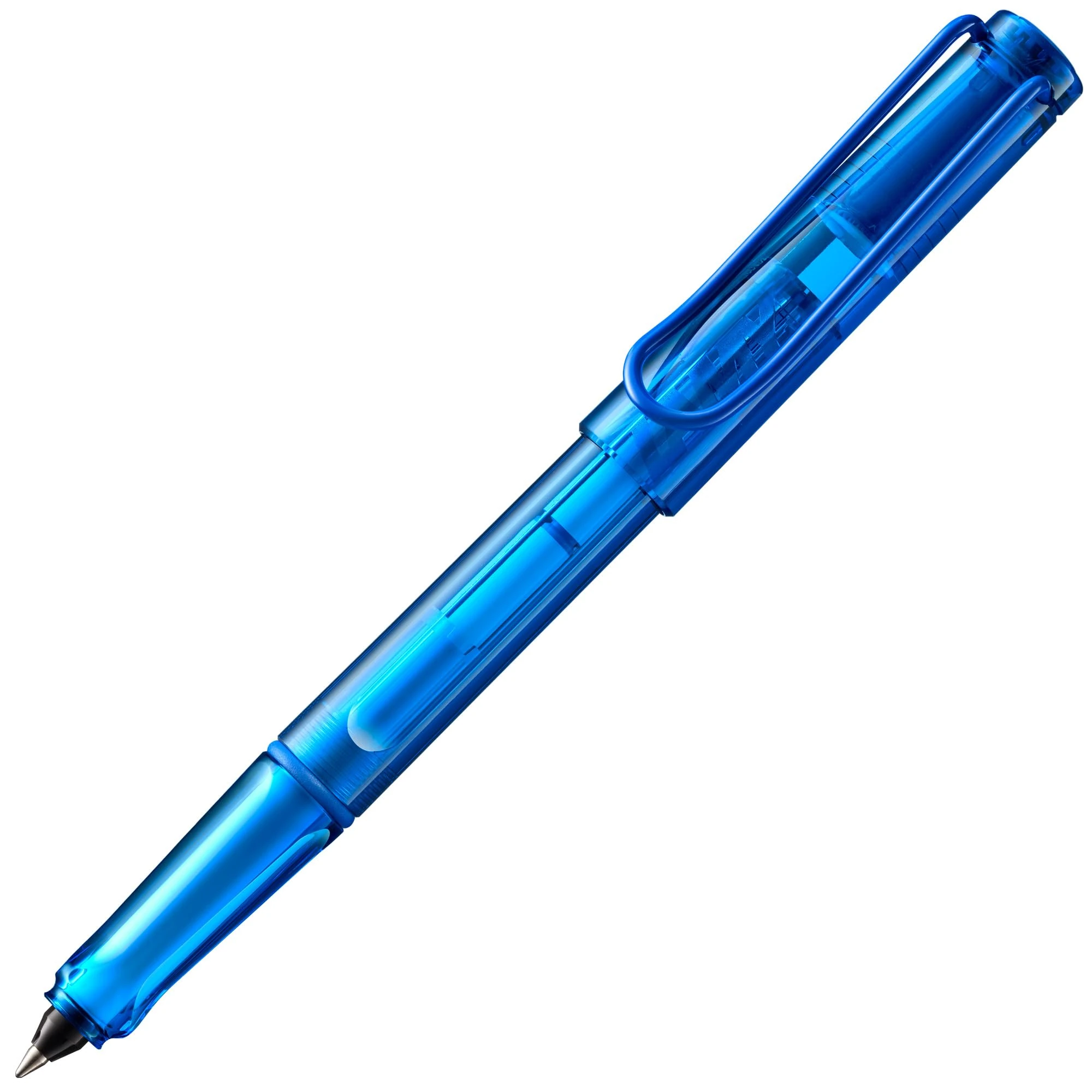 Lamy Balloon Rollerball Pen 311 Fully Transparent Rollerball Pen in Blue with Distinctive Grip and Powder-Coated Metal Clip with Rollerball Cartridge Line Width B
