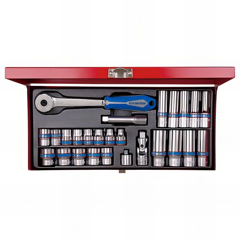 King Tony 3527MR01 Caja Sockets 3/8" for DIYers & Professionals, Made for Repair and Installation tasks, 26 Pieces - Image 1