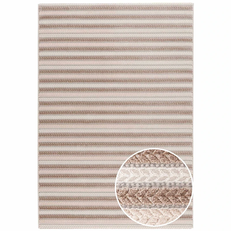 Mynes Home Short Pile Rug Beige / 160 x 230 cm/Suitable as Living Room Rug / 3D Abstract Vintage Linen Designer Pattern/Easy-Care Modern Rugs