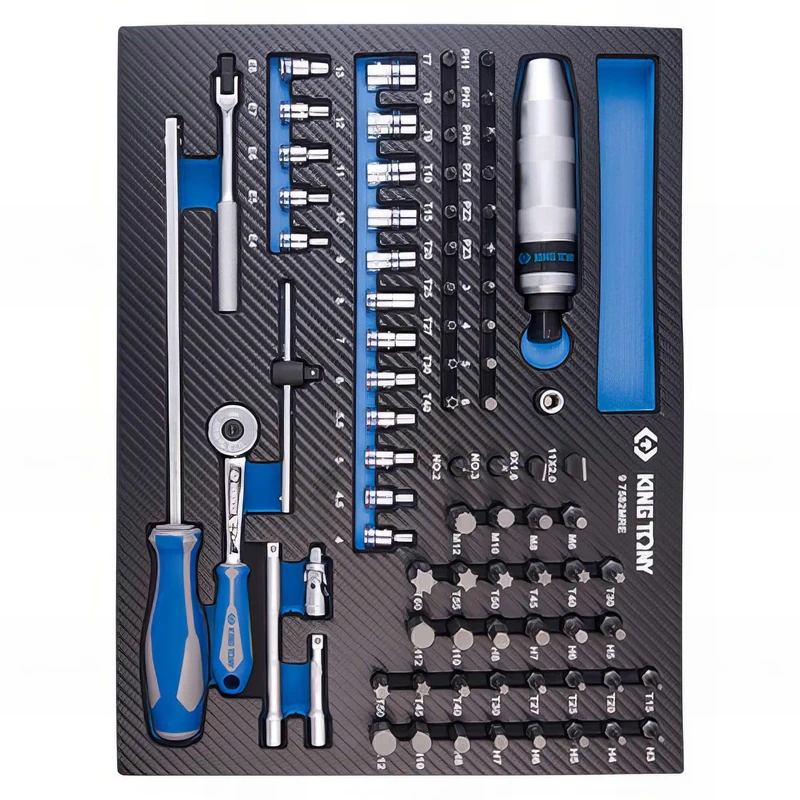 King Tony 97582MRE Module Espuma + Pp Sockets 1/4" Y Accesorios for DIYers & Professionals, Built for Repair and Installation tasks, 82 Pieces - Image 1