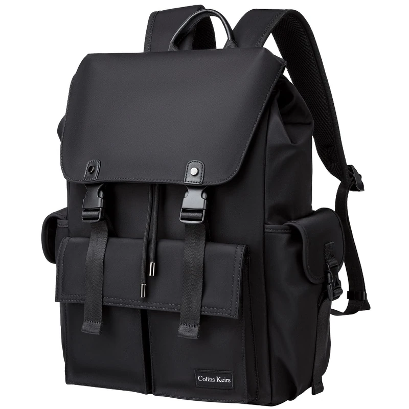 Colins Keirs Laptop Backpack 17 Inch. Drawstring Anti-theft Waterproof Tech Backpack with Laptop Compartment, Black 30L, Black, 480 mm, Korean Trend - Image 1