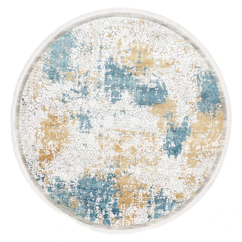 Rug Nazare 120 cm Round Bone/Blue