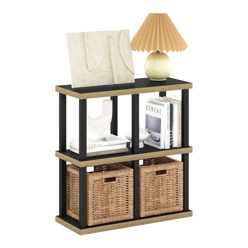 Furinno Turn-N-Tube No Tools 4-Cube Decorative Display Shelf, Americano/Black