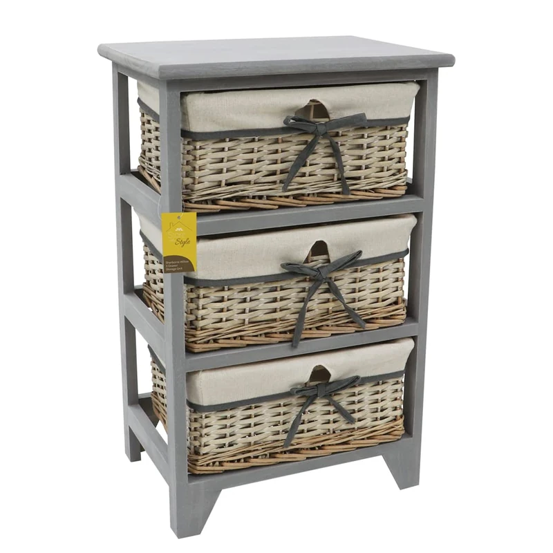 JVL Sherborne 3 Drawer Willow Storage Unit