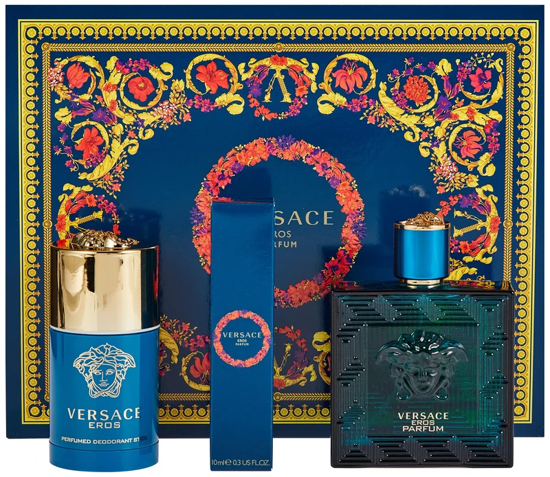 Versace Eros 3 Piece Gift Set: Parfum 100ml - Deodorant Stick 75ml - Parfum 10ml