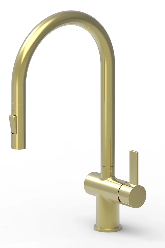 Keenware Kingsbury Dual Spray Pull Out Monobloc Kitchen Tap: Brushed Brasas