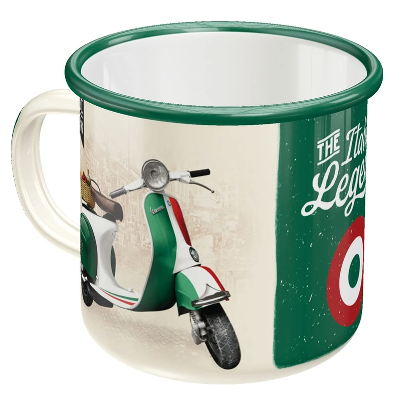 Nostalgic-Art Retro Enamel Mug 360ml Vespa - Italian Legend - Gift Idea for Scooter Fans Camping Mug Vintage Design - Image 1