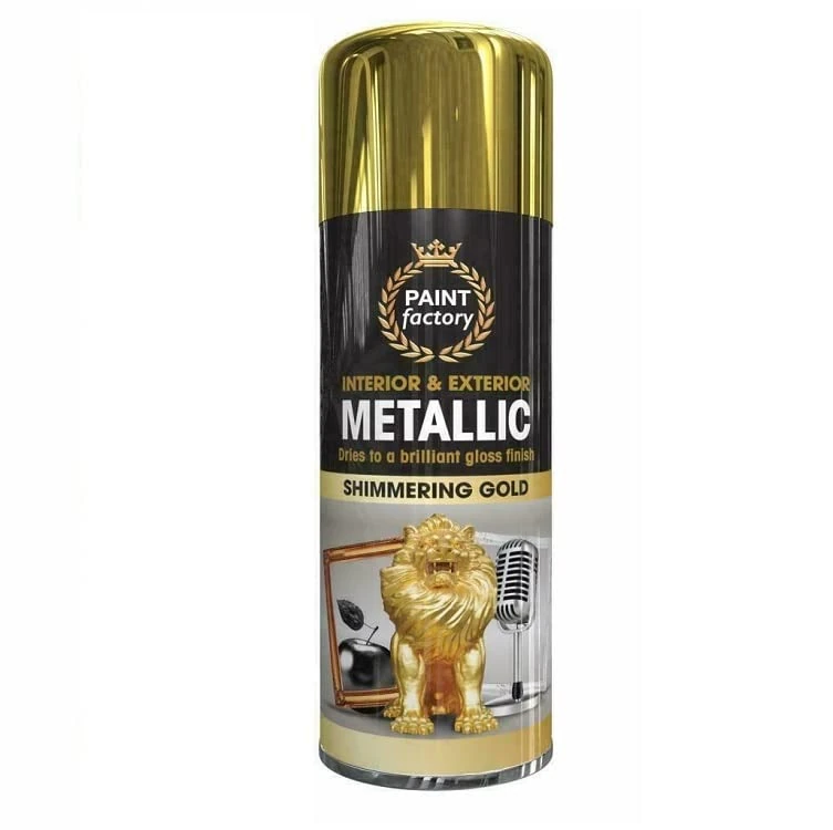 SuperGift.com 400ml Multipurpose Metallic Aerosol Spray Paint Quick Drying Spray For Fast Dry and Excellent Coverage for Metal, Wood, Plastic and More (Shimmering Gold)