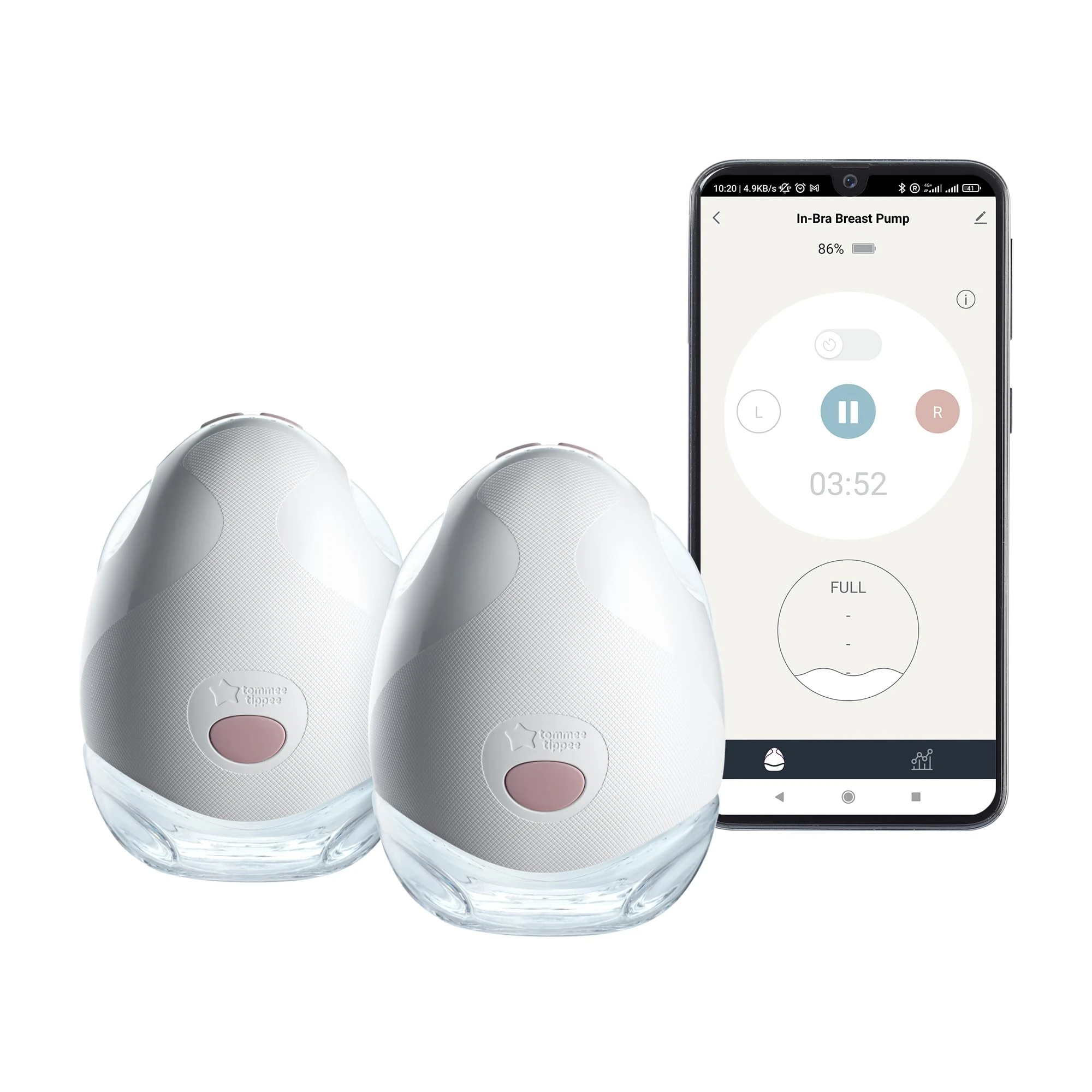 Tommee Tippee Made for Me Double Electric Wearable Breast Pump, Hands-Free, in Bra Breastfeeding Pump, Portable, Quiet, 1 Massage and 8 Express Modes, 4 Hour Battery Life