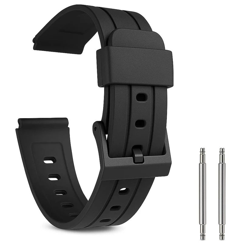 Replacement Watch Strap for Casio F91W - Black with Pins - Image 1