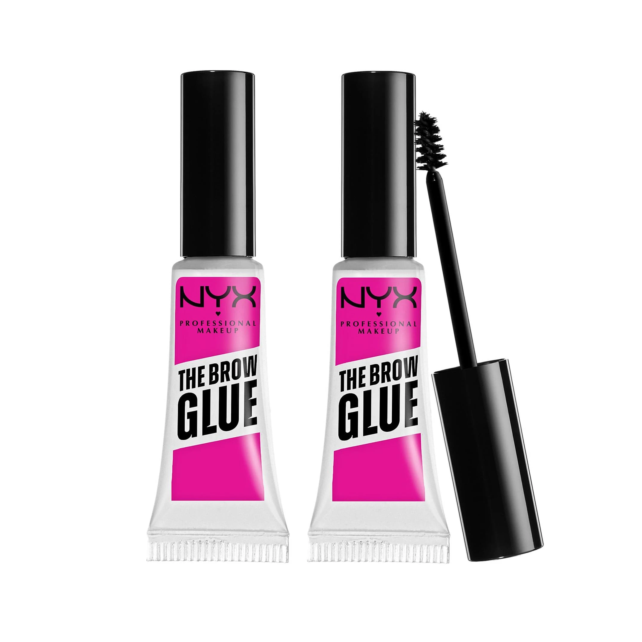 NYX Professional Makeup Brow Gel, The Brow Glue, Eye Brow Gel, Instant Brow Styler for Laminated Brow Look with 24 Hour Extreme Hold, Non-Sticky and Transparent, Clear Duo Pack