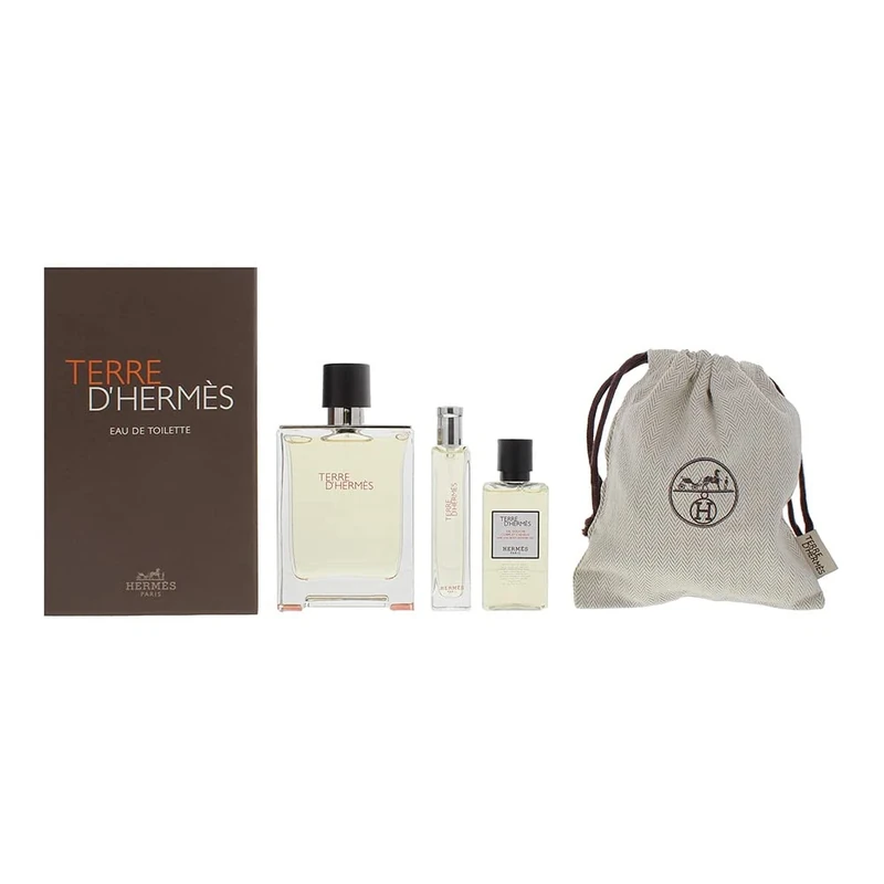 Hermès Terre D'hermès 4 Piece Gift Set: Eau De Toilette 100ml - Eau De Toilette 10ml - Hair & Body Shower Gel 40ml - Pouch n/a