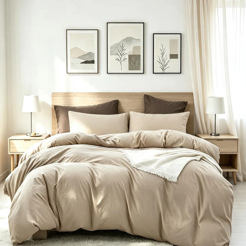 CLOTHKNOW Khaki Comforter Set California King Taupe Bedding Comforter Sets Soft All Season Comforters