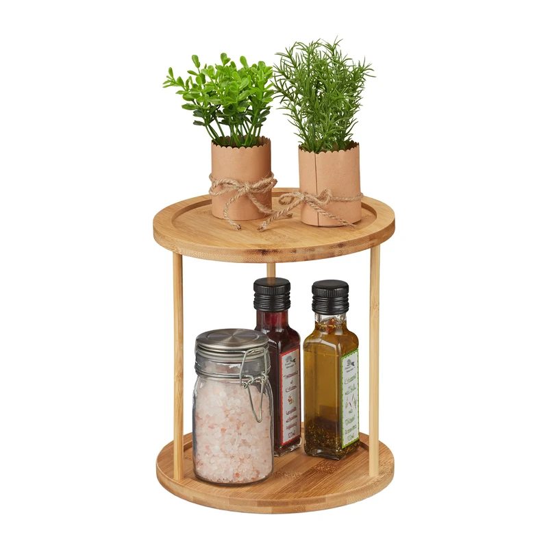 Relaxdays Bamboo Spice Rack, 100%, Wood, 22.5 x 20 cm