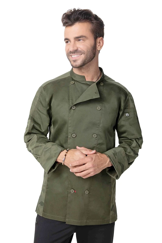 Chef Works Men's Mojave Chef Coat, Olive, XL