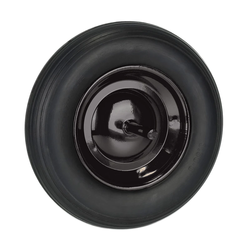 Relaxdays Wheelbarrow Wheel 3.50-8, Rubber Tyre with Fixed Axle, Steel Centre, up to 100 kg, Replacement, Black, 3.5-8