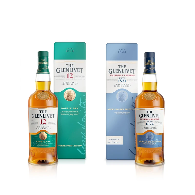 The Glenlivet 12 Year Old Single Malt Scotch Whisky with Gift Box, 700ml & Founder's Reserve Single Malt Scotch Whisky with Giftbox, 700ml