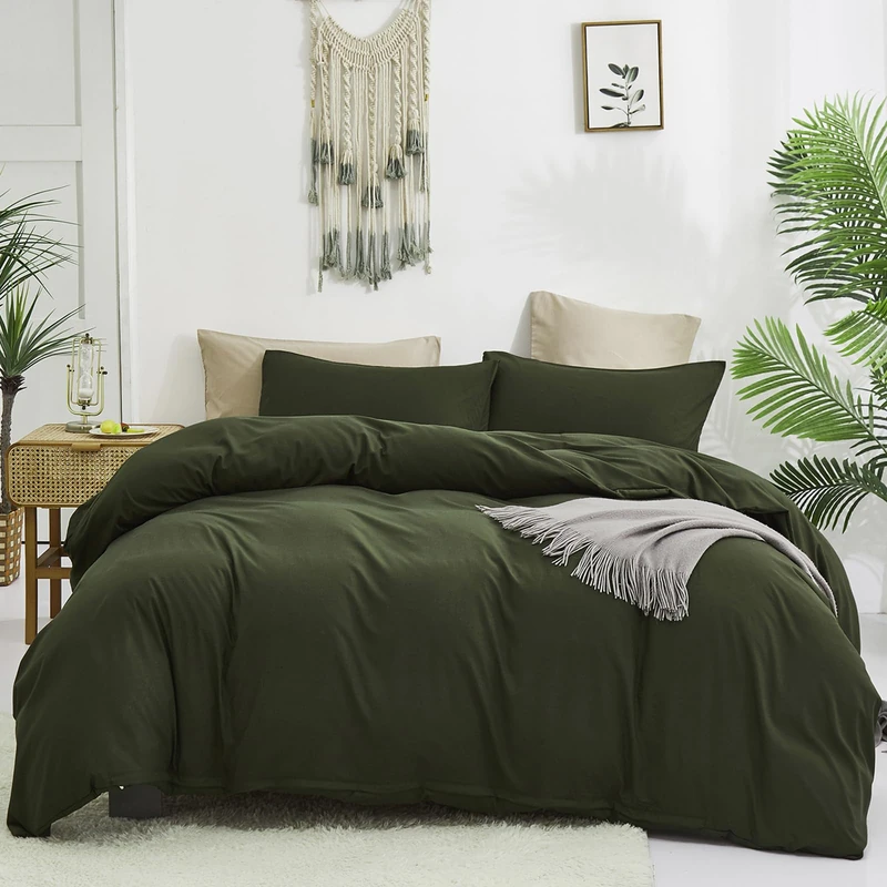 Luxlovery Dark Green Comforter Set Queen Olive Green Bedding Comforter Men Army Bedding Set Soft Breathable Blanket Quilts Minimalist Bedding for Queen Bed