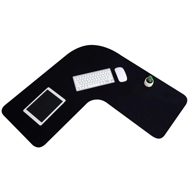 Corner Desk Pad L-Shaped Gaming Mat - Large Waterproof Rubber Corner Mouse Mat for Home Office - 36.22 Inches, Black