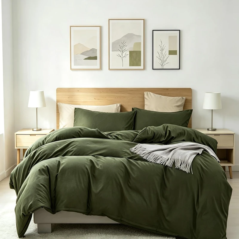 CLOTHKNOW Dark Green Queen Comforter Set 3Pcs Green Bedding Comforter Sets Soft Hunter Queen Comforter with 2 x Pillow Cases