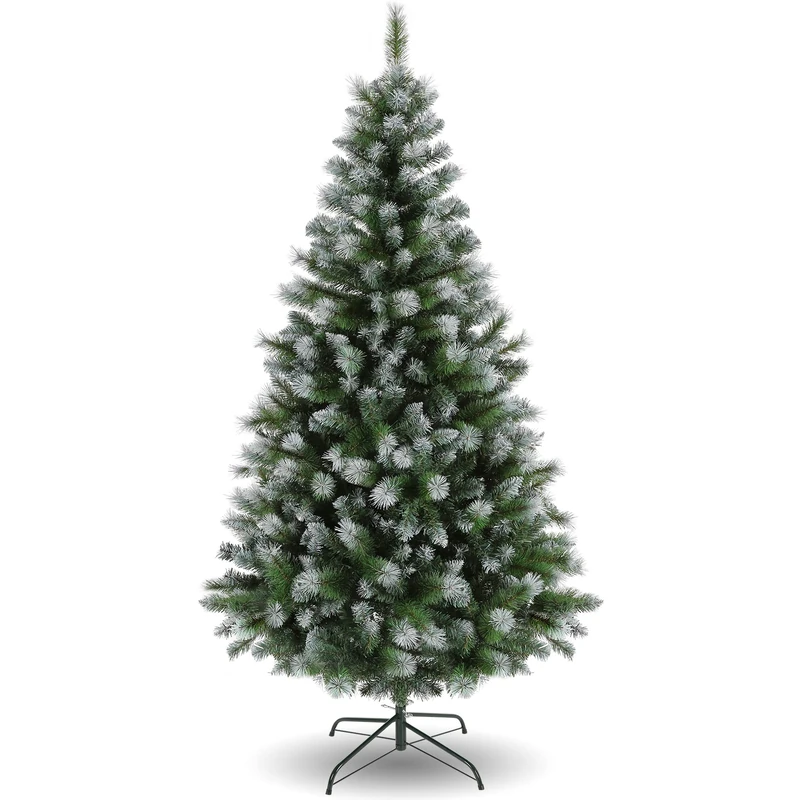 BATHWA Artificial 6ft with Folding Party Tree with Metal Stand 1000 Branch Tips Easy Assembly Christmas Home Decoration for Office Living Room Kitchen, Green/White - Image 1