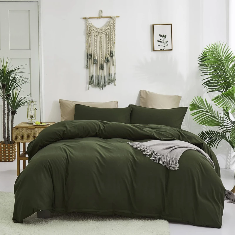 karever Army Green Comforter Set Queen Deep Green Bedding Set Solid Green Comforter Set Queen