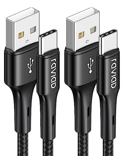 RAVIAD USB C Cable [2Pack 2M], Type C Charger Cable Fast Charging Nylon Braided USB C Charger Cable Compatible for Samsung Galaxy S20/S10/S9, Huawei P30/P20, Google Pixel, Xperia, OnePlus - Black