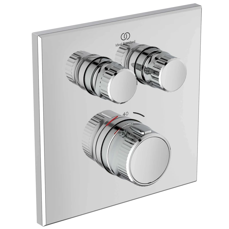 Ideal Standard Ceratherm Navigo A7302AA Flush-Mounted Shower Thermostat, Two Removal Points, Shower Mixer Shower Thermostat, Temperature Lock at 40 °C, Chrome - Image 1
