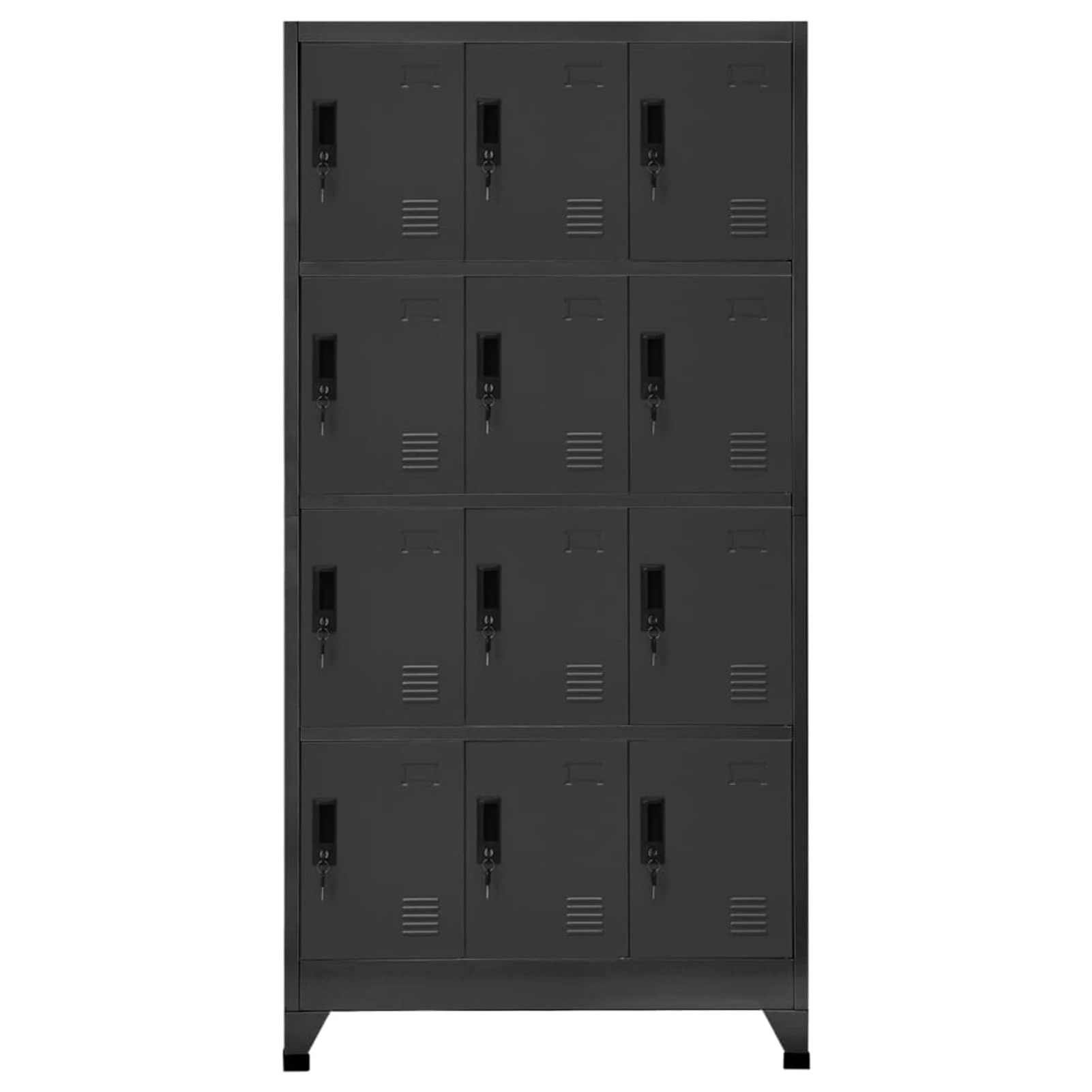 Norheim 12 Door Locker Storage Filing Office Cabinet Cupboard Units for Staff Gym School Changing Locker Cabinet with 12 Compartments Steel 90x45x180 cm Anthracite