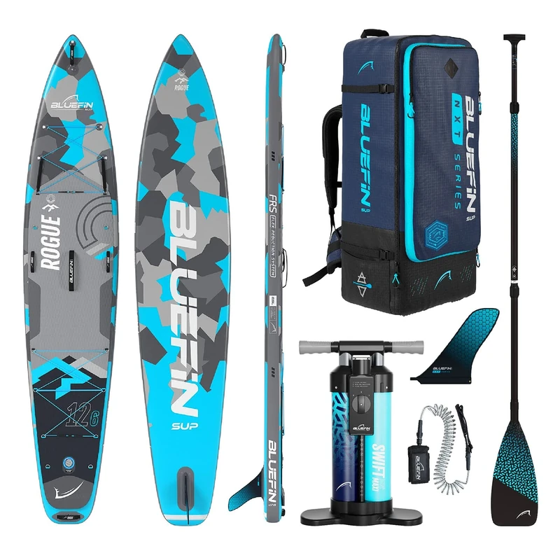 Bluefin SUP Rogue 12'6 Stand Up Paddle Board Touring Inflatable Paddleboard Touring SUP kit with carbon paddle Stand Up Paddle Board SUP Race Accessories included Portable & Travel Safe