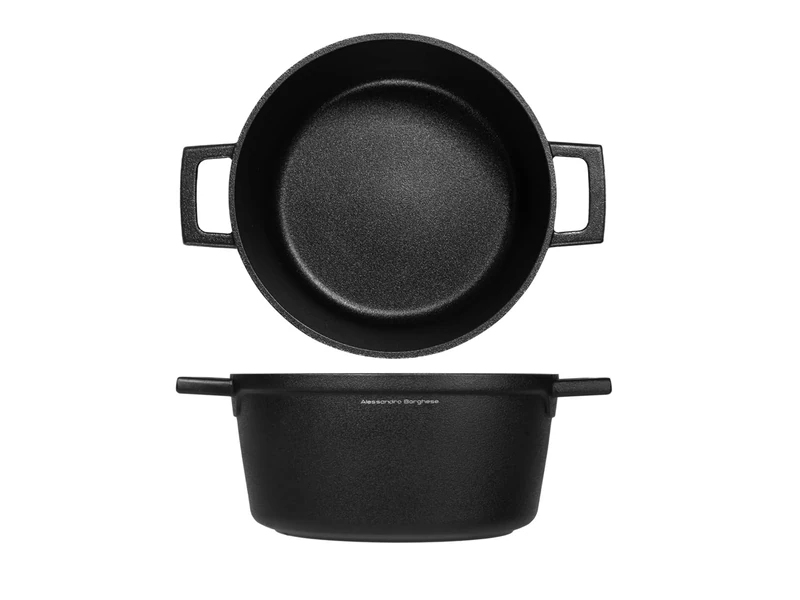 H&H Alessandro Borghese Essential Casserole in Die-cast Aluminium with Non Stick Coating Shot Blasting Technology Suitable Also for Cooking on Induction hob cm 24